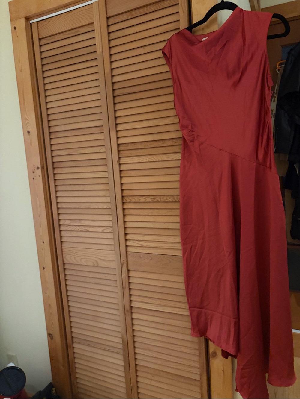 Asymmetrical Sleeveless Dress in Rust Red